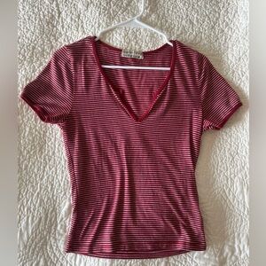 Brandy Melville Short Sleeve Tee. Red & White. No Size.